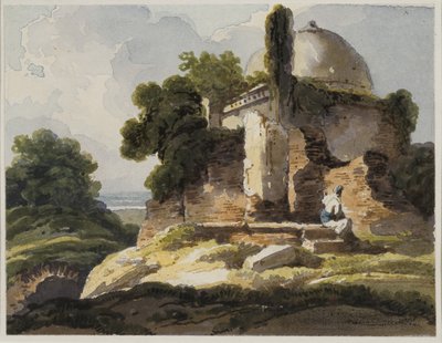 Landscape view with Muslim domed tomb, 1819 by George Chinnery